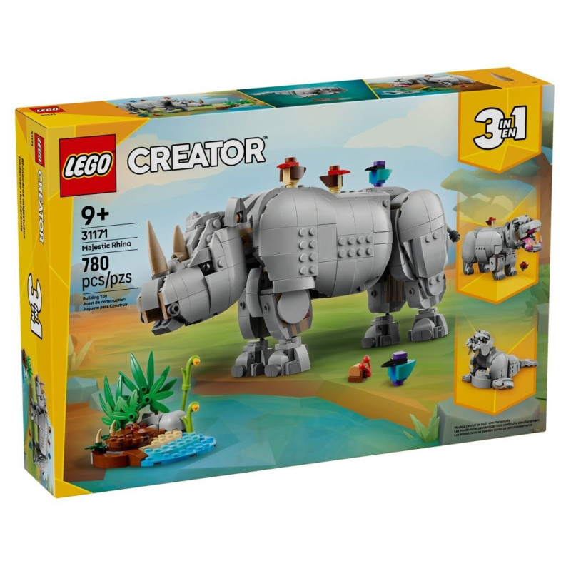 LEGO® 31171 Creator 3w1 - Dzikie zwierzęta: dumny nosorożec z ptakami