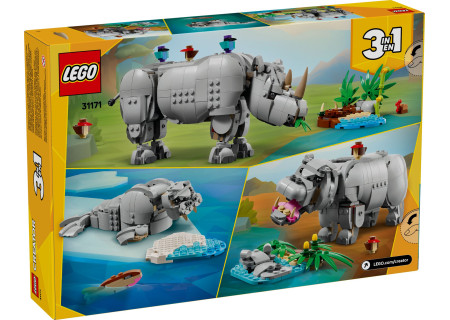 LEGO® 31171 Creator 3w1 - Dzikie zwierzęta: dumny nosorożec z ptakami