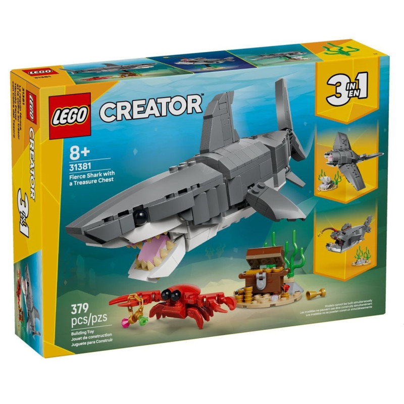 LEGO® 31381 Creator 3w1 - Groźny rekin i skrzynia ze skarbem