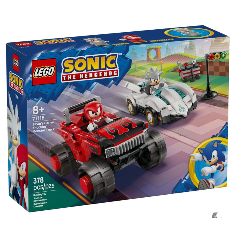 LEGO® 77118 Sonic the Hedgehog - Silver w samochodzie kontra Knuckles w monster trucku